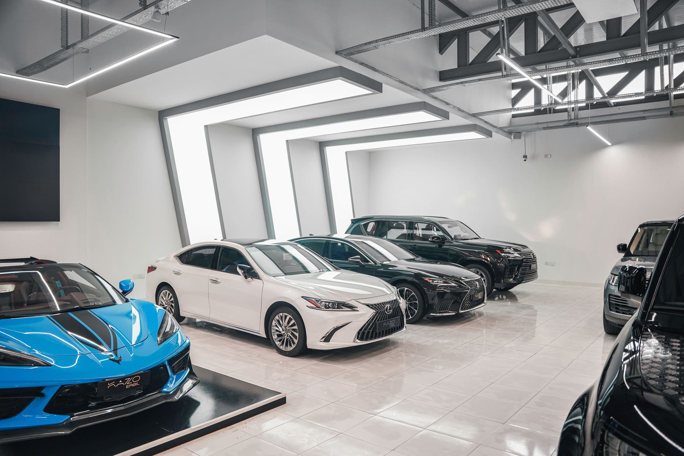 Bright, modern automotive workshop with clean architectural finish