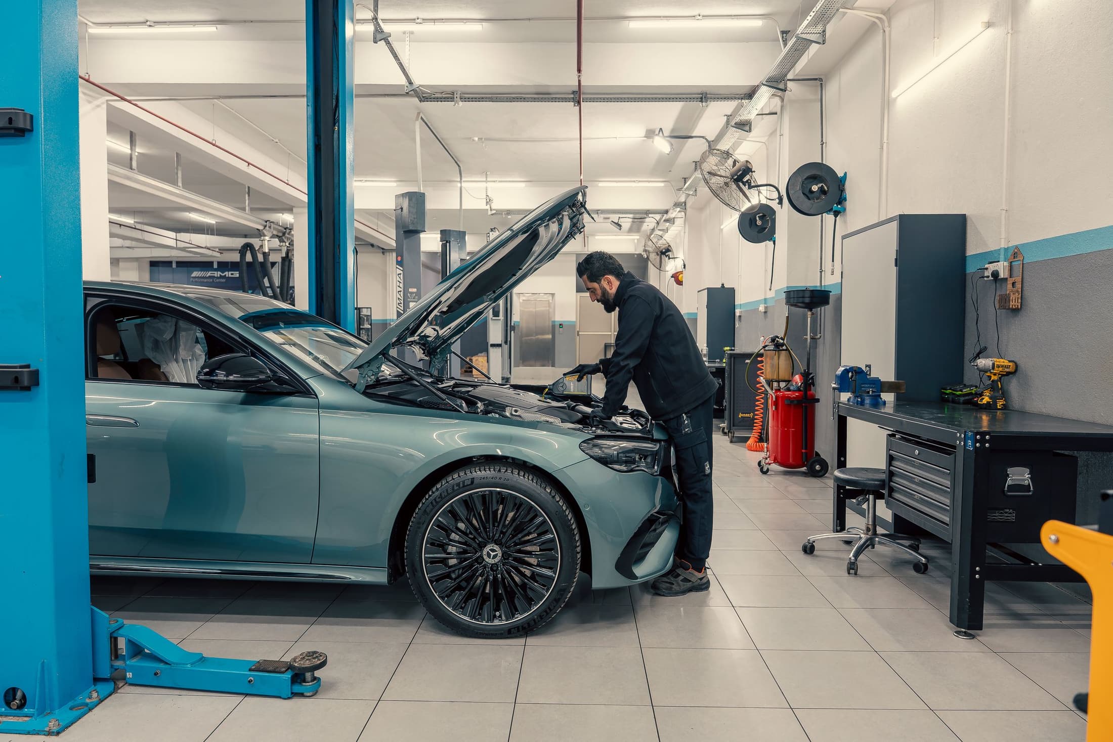 Wide interior view of the SS Automotive workshop