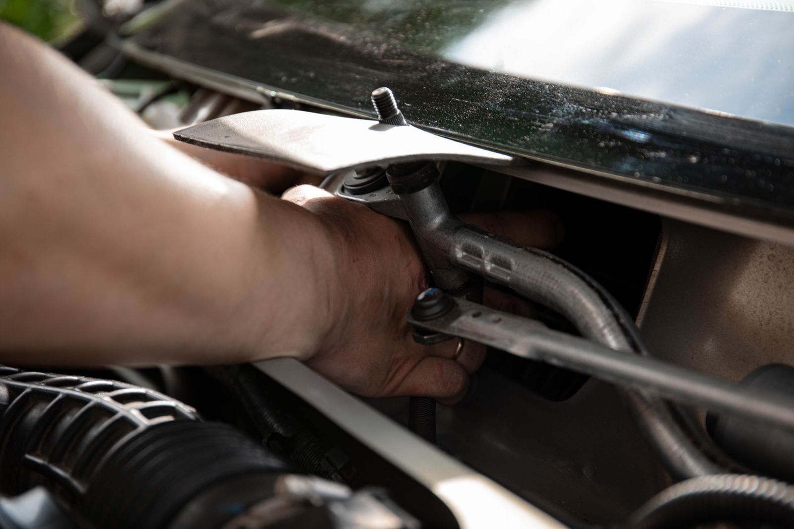 Replacement parts being fitted during a smash repair