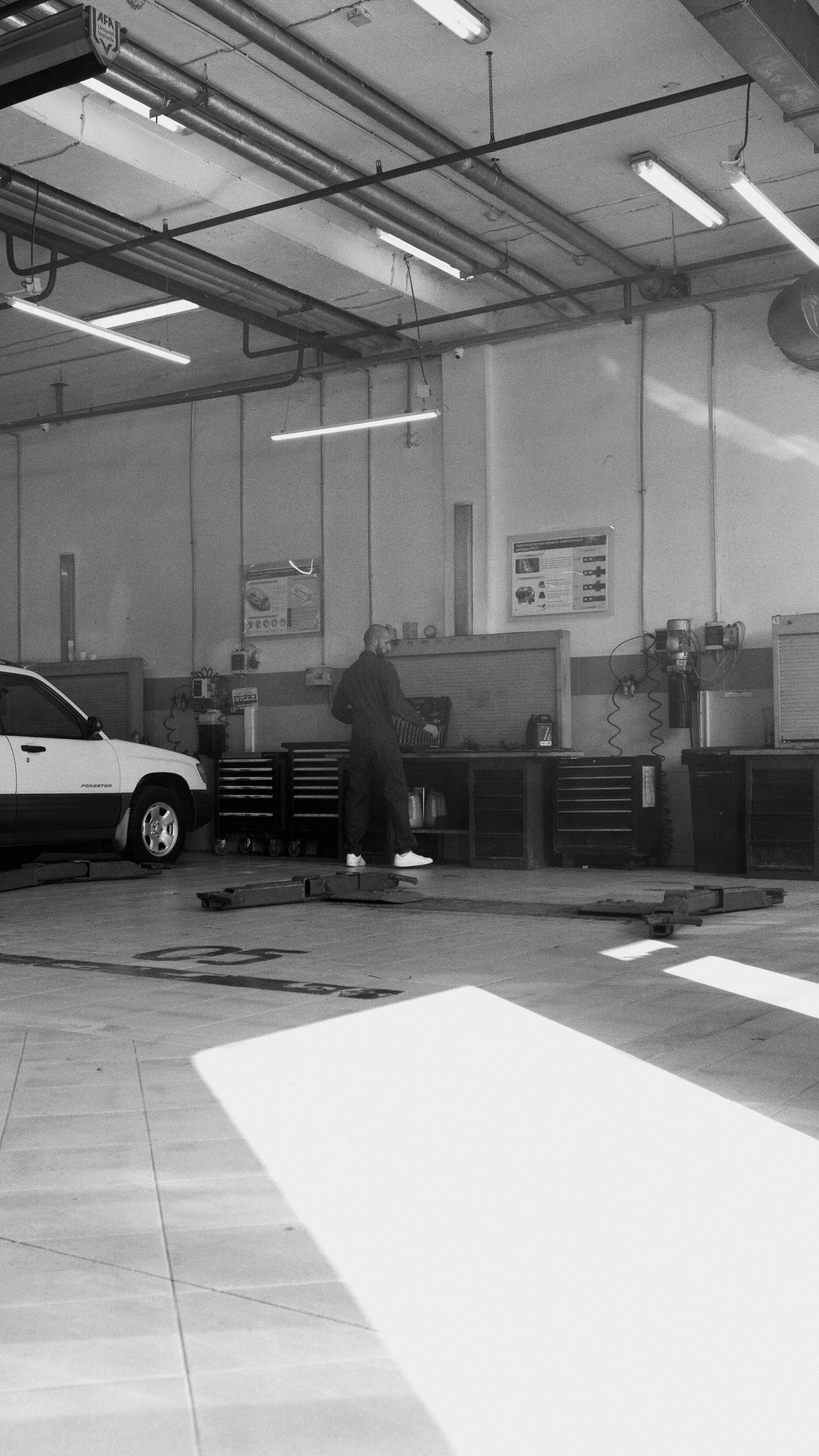 Vehicle undergoing a roadworthy certificate inspection